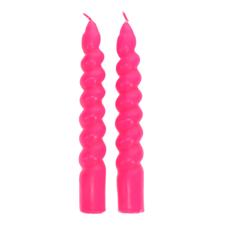 Twisted candles (pack of 2) - Bright pink