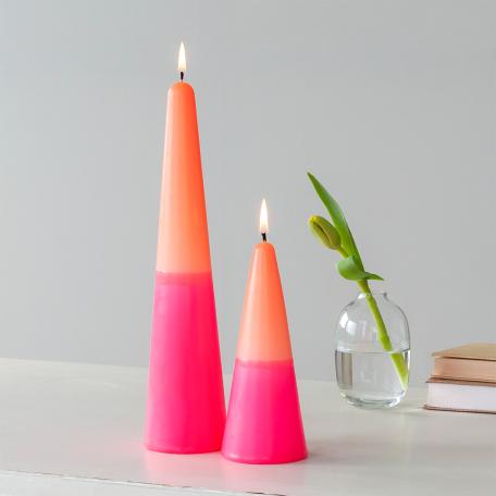 Tall two-colour cone candle - Pink-orange