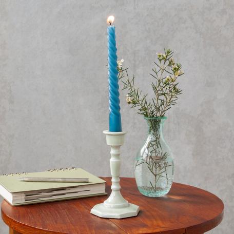 Enamel candlestick 13cm - Light grey