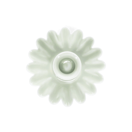 Enamel cupped flower candle holder - Light grey