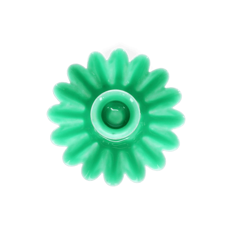 Enamel cupped flower candle holder - Green