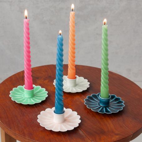 Enamel flat flower candle holder 