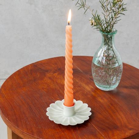 Enamel flat flower candle holder - Light grey