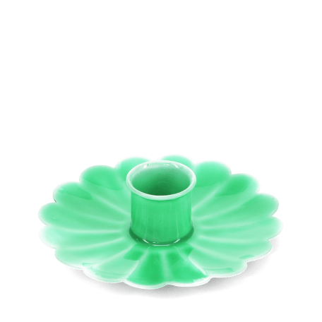 Enamel flat flower candle holder - Green