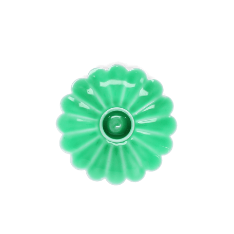 Enamel flat flower candle holder - Green