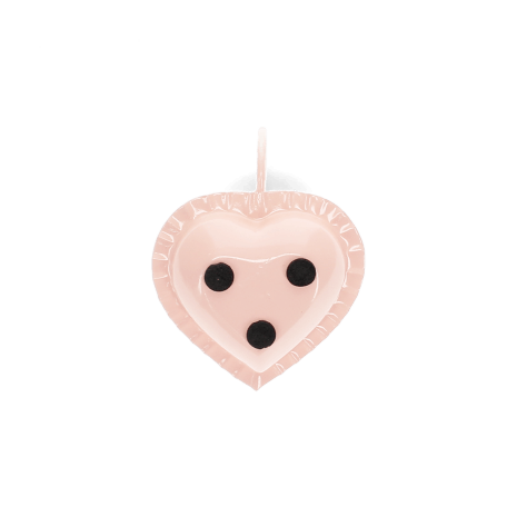 Enamel heart-shaped candle holder - Pink