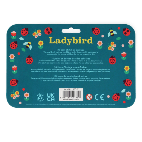 Stick on earrings (30 pairs) - Ladybird