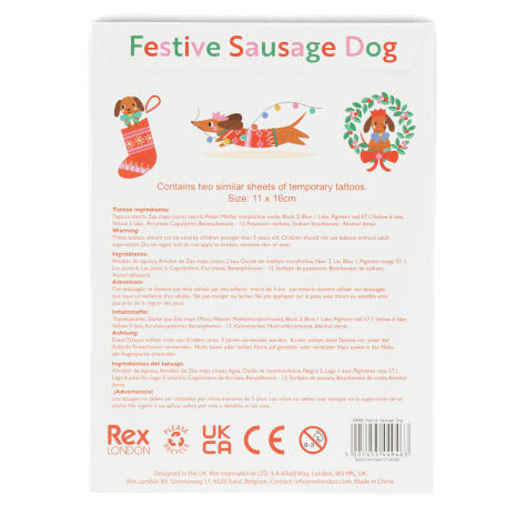 Temporary tattoos - Festive Sausage Dog