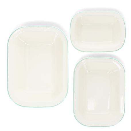 Enamel pie dishes (set of 3) - Pistachio