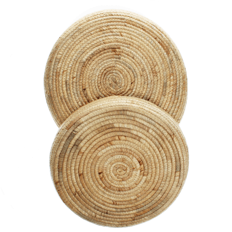 Round water hyacinth trays (set of 2)