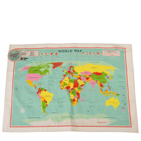 World Map Tea Towel