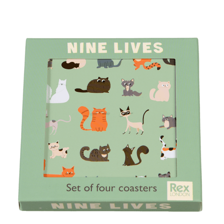 Nine Lives coasters (set of 4) in box