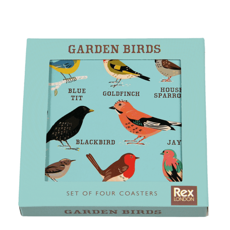 Garden Birds coasters (set of 4) in box