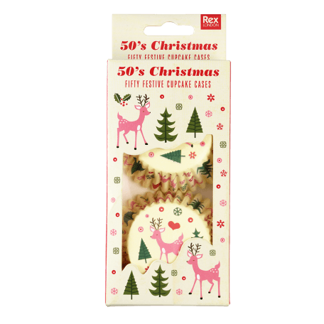 50s Christmas cupcake cases pack of 50 in box