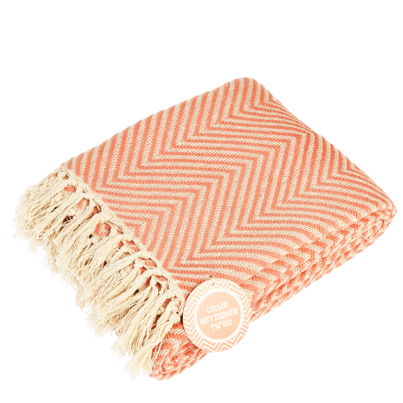 Coral Herringbone Throw