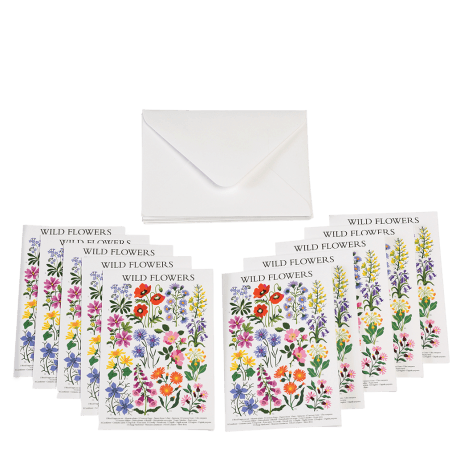 Wild Flowers Greeting Cards With Envelopes (pack Of 10)