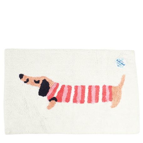 Cotton tufted bath mat sausage dog