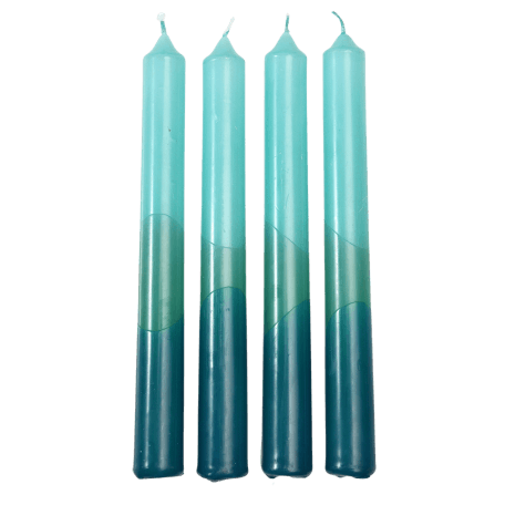 Dip Dye Candles Light Blue, Aquamarine And Dark Blue (set Of 4)