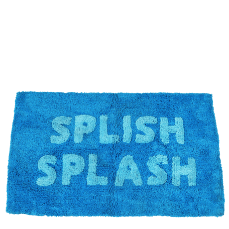 Blue "Splish Splash" Tufted Cotton Bath Mat