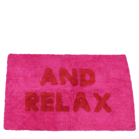 Pink "And Relax" Tufted Cotton Bath Mat