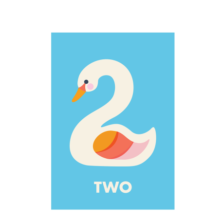 Swan 'two' Birthday Card