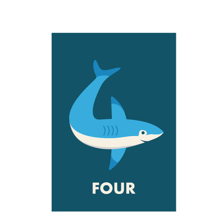 Shark 'four' Birthday Card