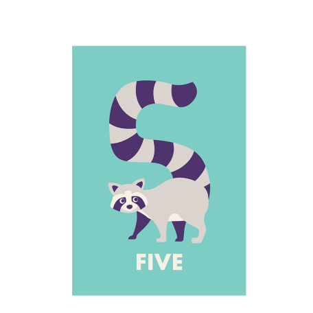 Racoon 'five' Birthday Card