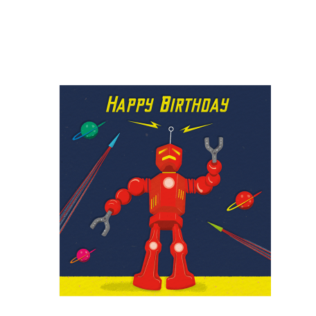 Sci-Fi Robot Birthday Card