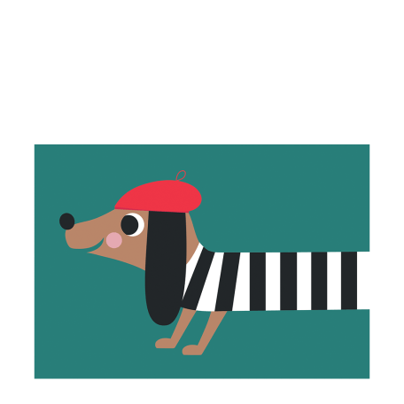 Dog In Beret Greeting Card