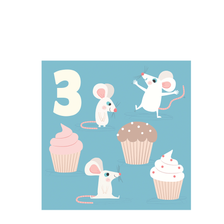 Mouse 'three' Birthday Card