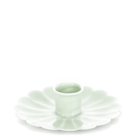 Enamel flat flower candle holder - Light grey