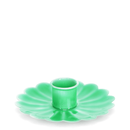 Enamel flat flower candle holder - Green