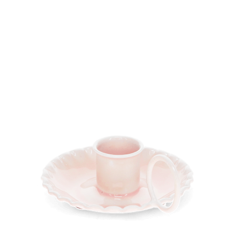 Enamel chamberstick candle holder - Pink