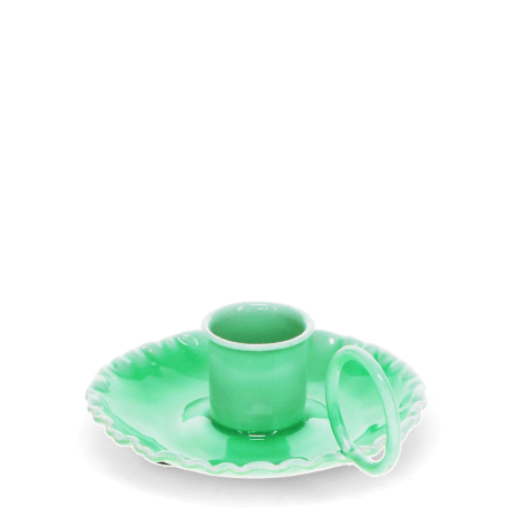 Enamel chamberstick candle holder - Green