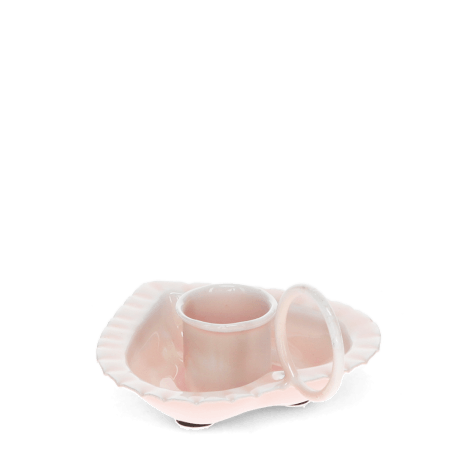 Enamel heart-shaped candle holder - Pink