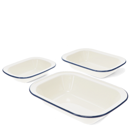 Enamel pie dishes (set of 3) - Blue