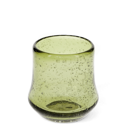 Hand blown bubble glass tumbler - Olive green