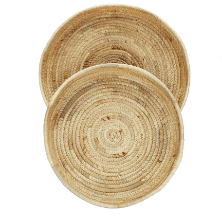 Round water hyacinth trays (set of 2)