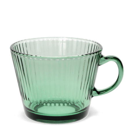 Ribbed glass mug 400ml - Green