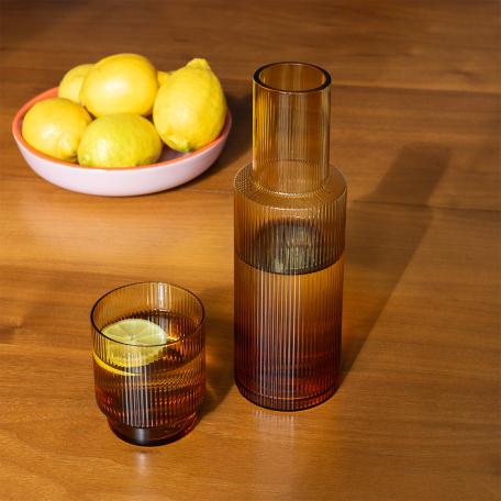 Ribbed glass - Amber