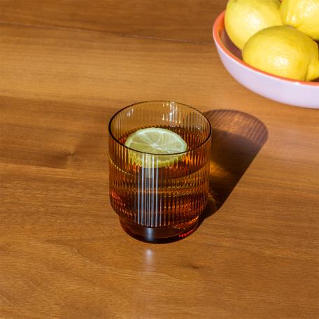 Ribbed glass tumbler 325ml - Amber