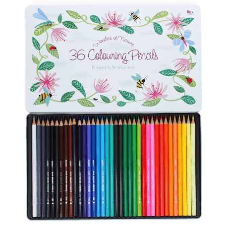 wonder of nature 36 colouring pencils in tin