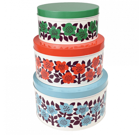 Astrid Flower Round Tins (set Of 3)