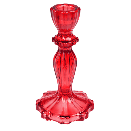 Tall Red Glass Candlestick