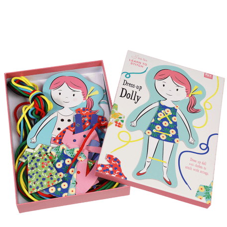 Children's cardboard stitching kit - Dress-up dolly