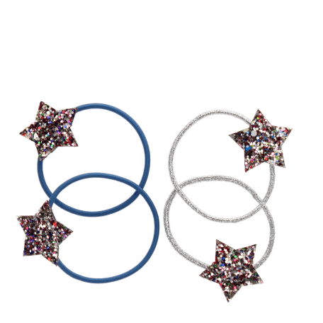 Glitter hair ties (set of 4) - Fairies in the Garden star