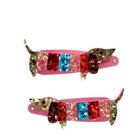 Glitter hair clips (set of 2) - Sausage Dog