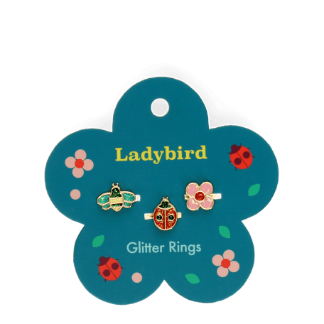 Glitter rings (set of 3) - Ladybird