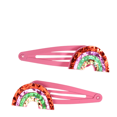 Glitter hair clips (set of 2) - Rainbow