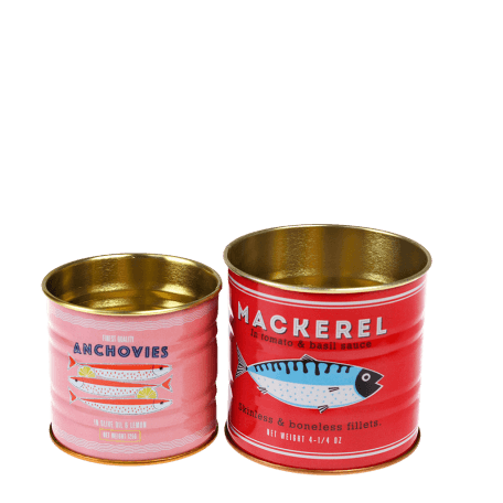 Mini storage tins (set of 2) - Fish MACKEREL & ANCHOVIES